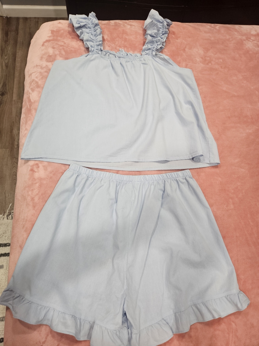 Light Blue Ruffle Strap Pajama Set - Women Intimates & Sleepwear - Picture 2 of 8